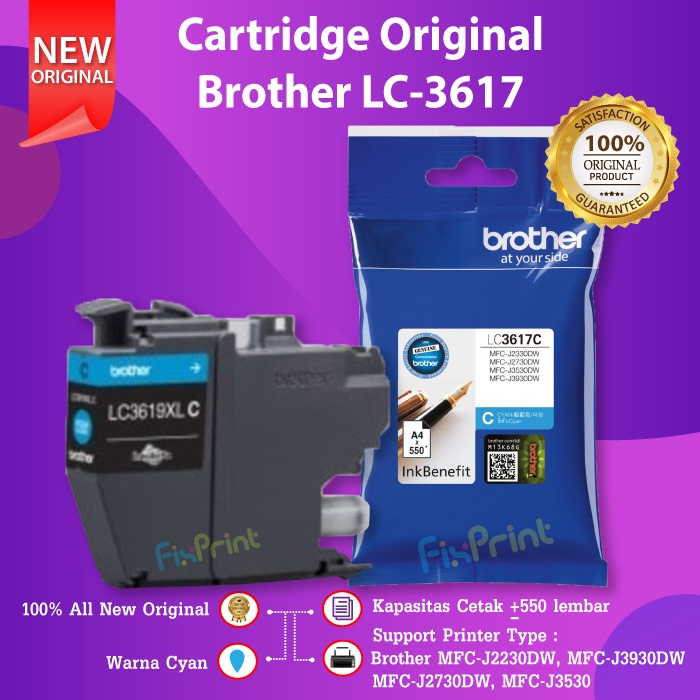 Cartridge Tinta Brother LC3617 LC-3617 LC 3617 Printer J3530DW J3530