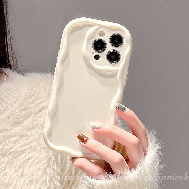 Casing 3D Wavy Curved Edge Shockproof Glossy Untuk Redmi Note12 10Pro 11 11s 10s 10 Pro Max Plus Redmi 10 9T 10A A1 10C A2 9 9A 9C NFC Poco M3 Mewah Simple Watercolor Smooth Case