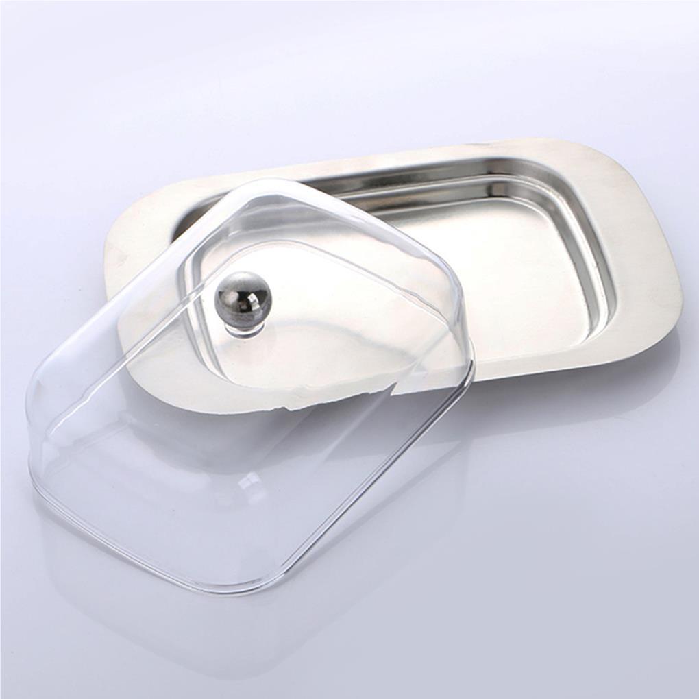 Butter Dish Tempat Penyimpanan Makanan Stainless Steel Dengan Tutup Sealing Transparan