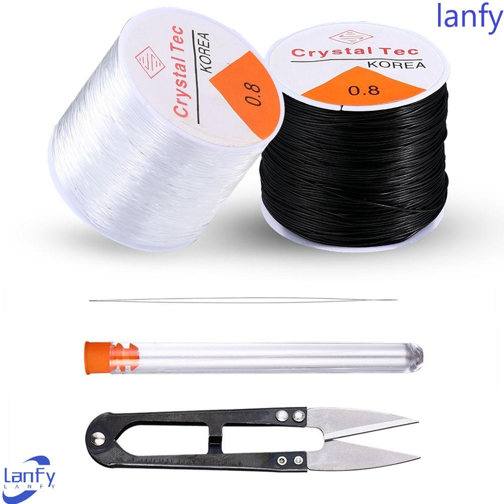 Lanfy Manik-Manik Elastis Cord Melar Strings Hitam Manik-Manik Tali DIY Perlengkapan Kerajinan Manik Garis Peregangan String Kit