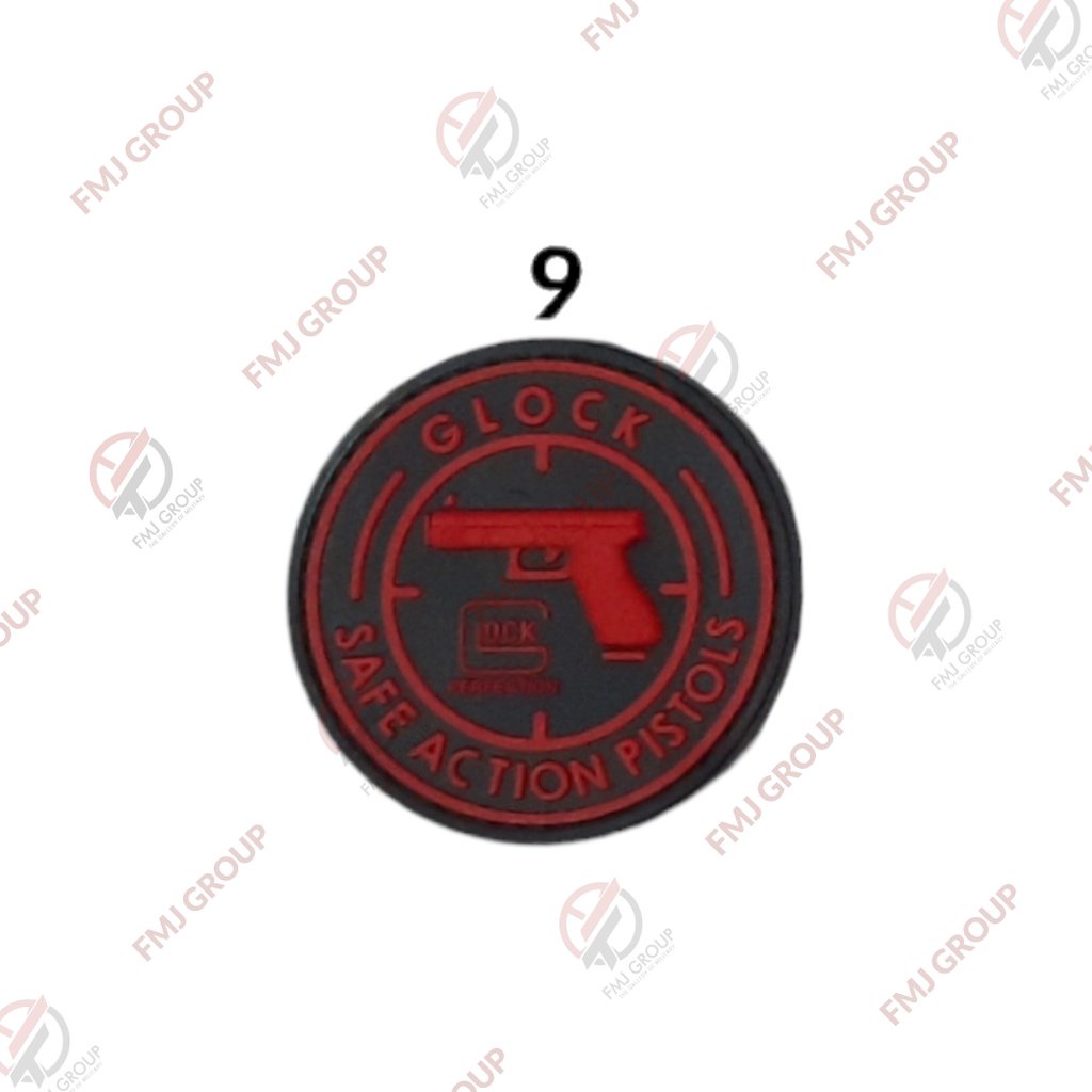 Emblem Patch Rubber Logo Glock, Glock Perfection, Glock Profesional Indonesian Army Velcro Perekat