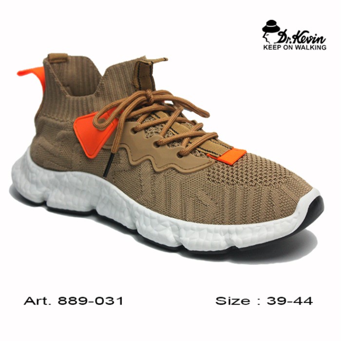 (COD) Dr. Kevin Sepatu Sport Pria Men Sneakers 889-031 - Hitam Coffee Putih - Putih, 41