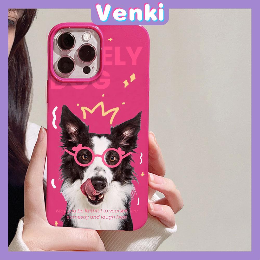 VENKI - For iPhone 11 iPhone Case Red Glossy TPU Soft Case Shockproof Protection Camera Cute Glasses Good Dog Compatible with iPhone 14 13 Pro max 12 Pro Max xr xs max 7Plus 8Plus