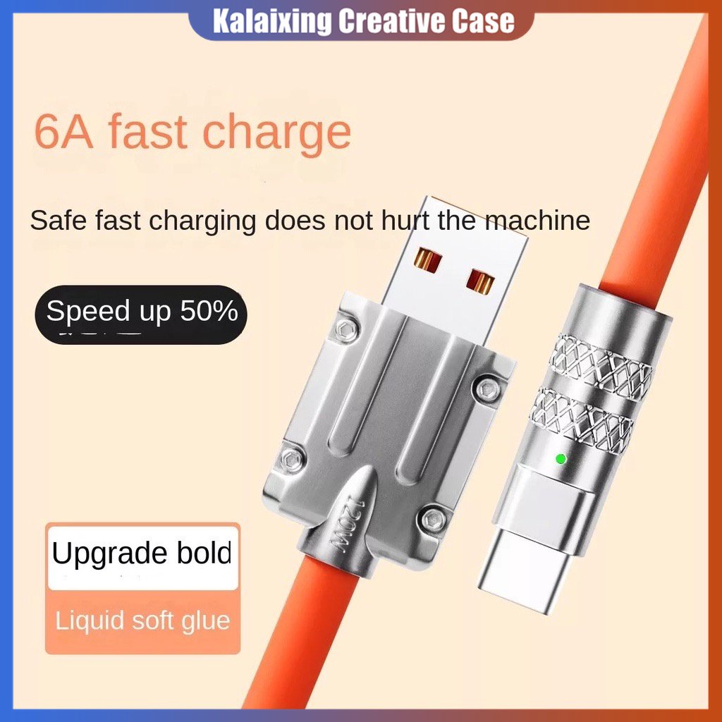 Kabel Silikon Cair USB Lembut Kualitas Premium 6A Tipe C Fast Charge Micro USB Converter