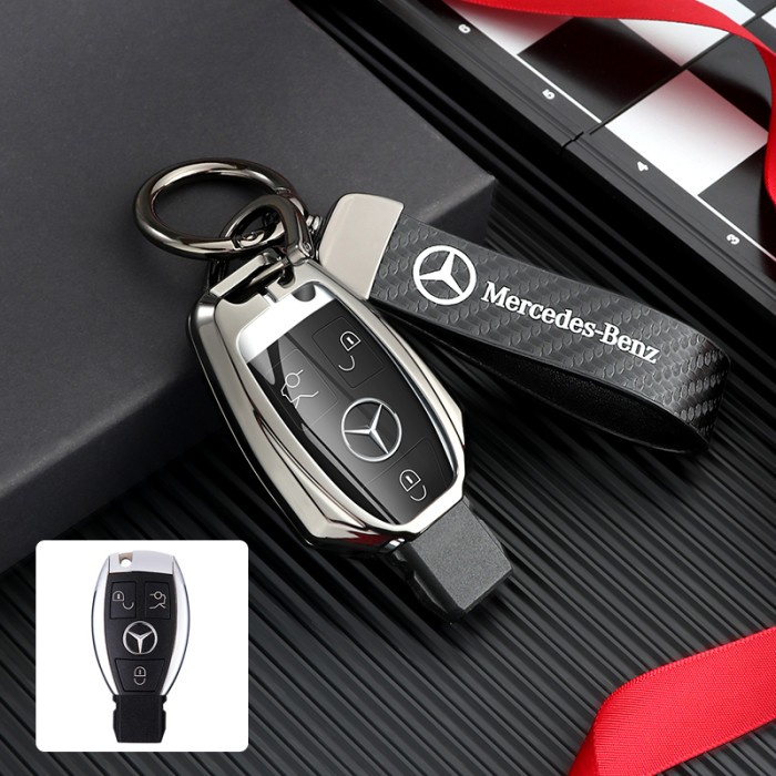 Mercedes W166 W212 W205 W253 Mercy Key Case Sarung Kunci Metal Carbon