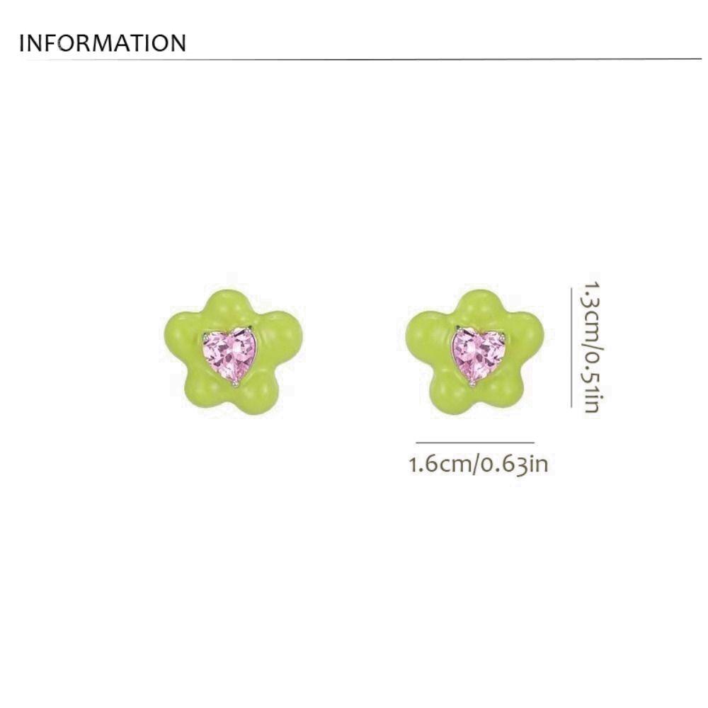 Rebuy Korea Anting Hati Mawar Merah Trendi Pernikahan Y2K Elegan Manis Berlian Imitasi Sederhana Anting Bunga