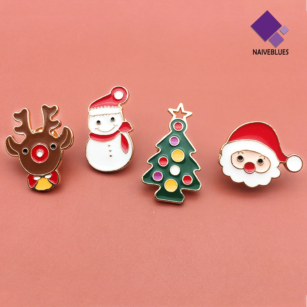 &lt; Naiveblues &gt; Bros Natal Lucu Kartun Enamel Festival Hias Perhiasan Hadiah Santa Claus Pohon Rusa