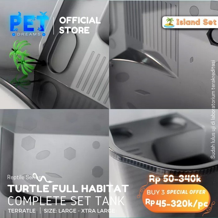 PROMO TURTLE TANK L &amp; XL KANDANG VIVARIUM AQUARIUM KURA TEMPAT BASKING