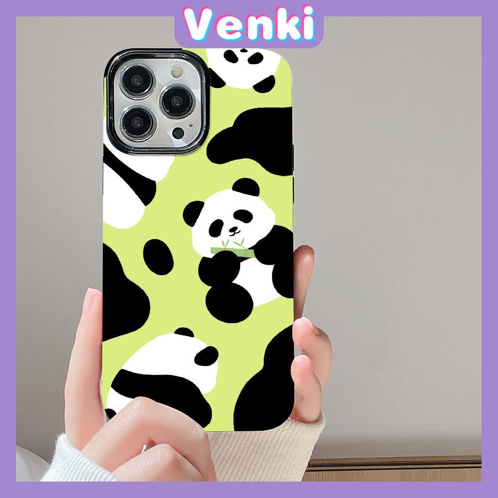 VENKI - For iPhone 11 Phone Case Black Glossy TPU Soft Case Shockproof Protection Camera Cute Small PandaCompatible with iPhone 14 13 Pro max 12 Pro Max xr xs max 7Plus 8 Plus