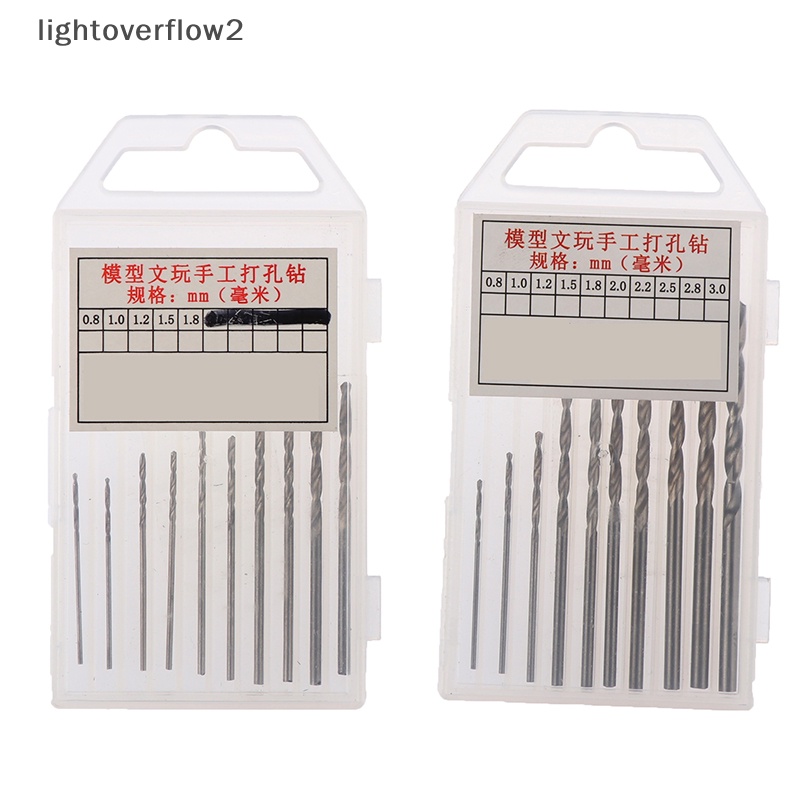 [lightoverflow2] 10pcs/box Mini Drill HSS Bit 0.8mm-3.0mm Set Mata Bor Twist PCB Shank Lurus [ID]