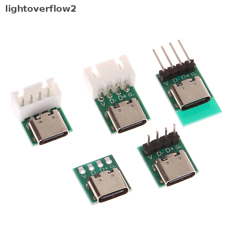 [lightoverflow2] 1pc Konektor PCB USB TYPE-C Ke Dip Papan Tes Pin Board Solder Female Dip Pin Header Adapter [ID]