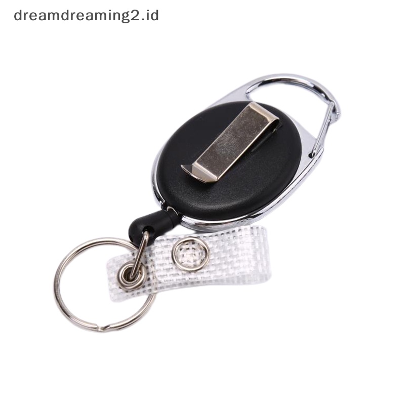 (drea) 1pc Tali Kawat Hitam Gantungan Kunci Keyring Steel Cord 60cm Retractable ID Card Holder//