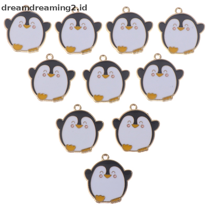 (drea) 10pcs/set charm enamel ch Pinguin Kartun Untuk Membuat Perhiasan Liontin//