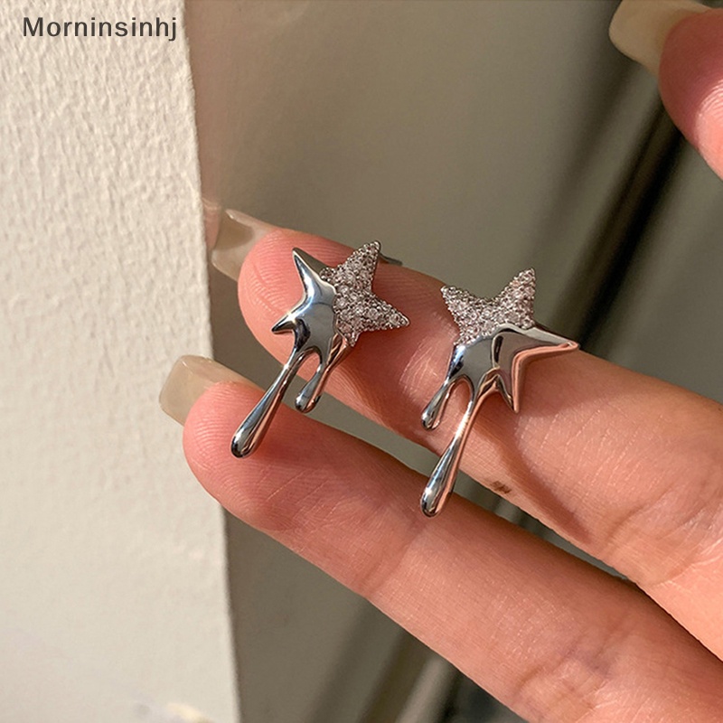 Mornin Fashion Zirkon Lava Star Stud Earrings Desain Trendi Temperamen Korea Anting Kepribadian Sederhana Untuk Wanita Perhiasan id