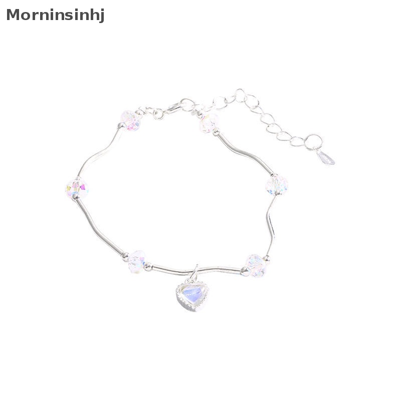 Mornin Gelang Cinta Hati Kristal Warna-Warni Perempuan Super Peri Moonstone Gelombang Temperamen Manis Hiasan Tangan Untuk Hadiah Pacar id