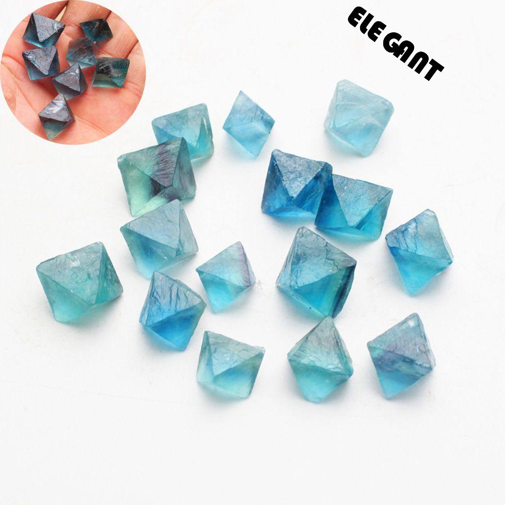 [Elegan] Biru Fluorite Rock Quartz Fluorite Aksesori Octahedron Perhiasan Kasar Mineral