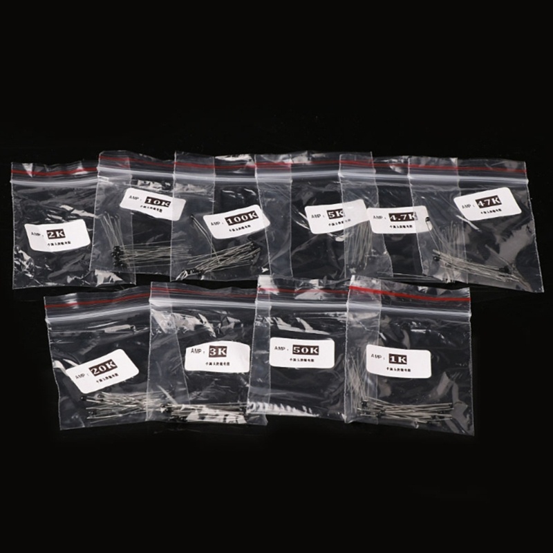 Vivi 100pcs Kit Resistor Termis NTC 1K-2K-3K 4.7K 5K 10K 20K 47K 50K 100K