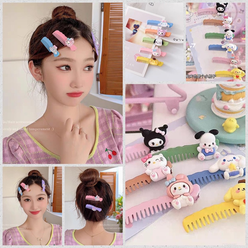 PGC (isi 6pcs) Jepit Rambut Lucu Model Sisir Motif Kartun Gaya Korea Kuromi / Cinnamorol / Mymelody