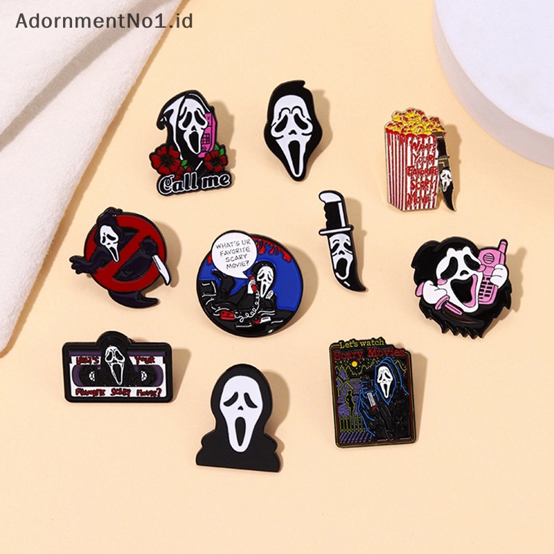 [AdornmentNo1] Fashion Berlebihan Gaya Punk Tanpa Wajah Laki-Laki Paduan Enamel Bros Kepribadian Lucu Tengkorak Dengan Lencana Pin Aksesoris Hadiah [ID]