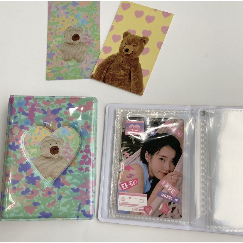 Album Foto Mini 3inch Bear Flower Lucu 40slot 2R Tempat Kartu Photocard Organizer Buku