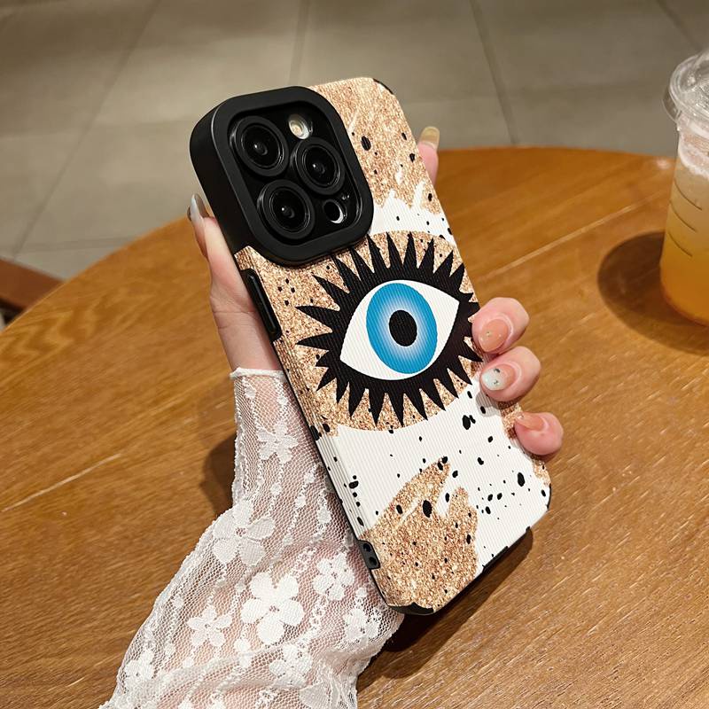 Kulit Domba Pretty Blue Eye Soft Case Iphone 7 Plus 8 Plus X XS XR XS Max 11 13 12 14 PRO Max 14 Plus SE Casing Hp Wanita Cewek