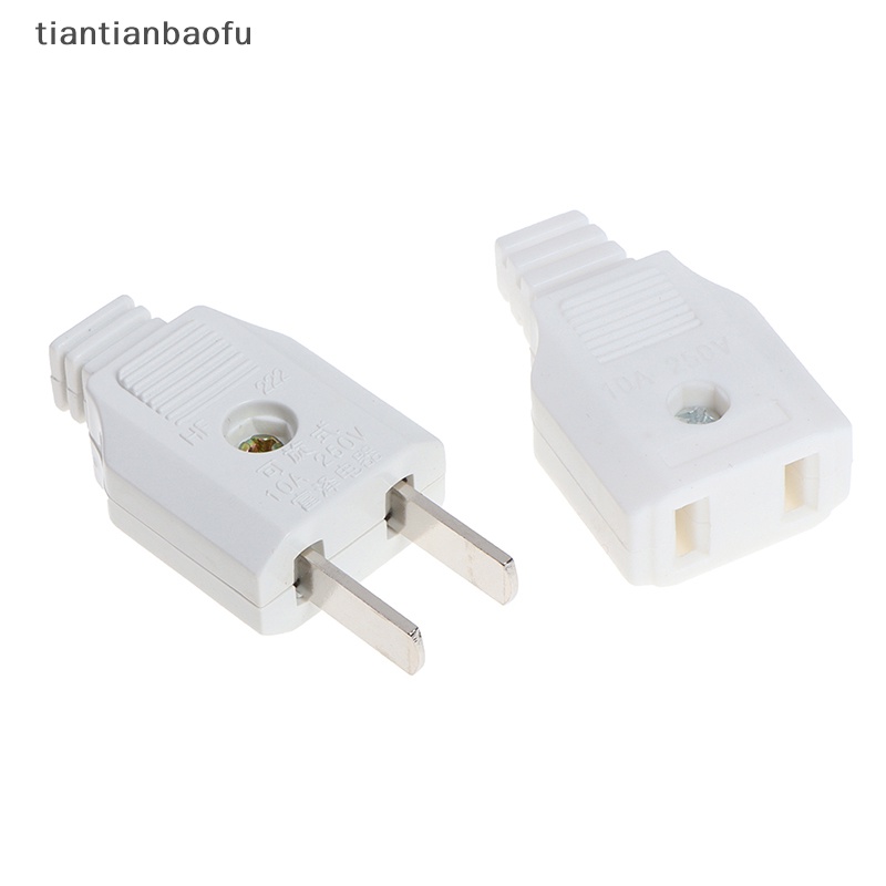 [tiantianbaofu] Us 2pin Datar AC Listrik Power Male Plug Female Socket Outlet Adaptor Kawat Butik