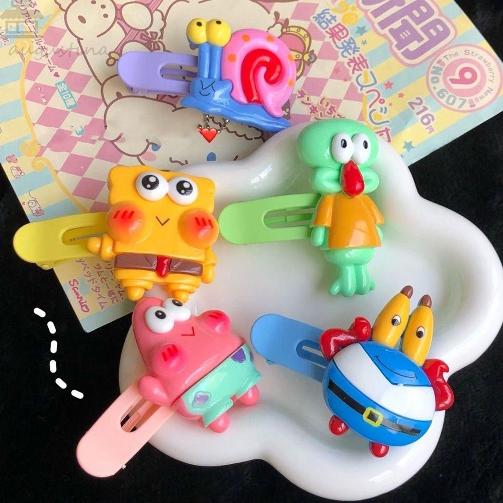 Agustina Kartun Jepit Rambut Hair Barrettes Retro Patrick Star Poni Klip Hiasan Kepala SpongeBob Duckbill Klip Aksesoris Rambut Perempuan