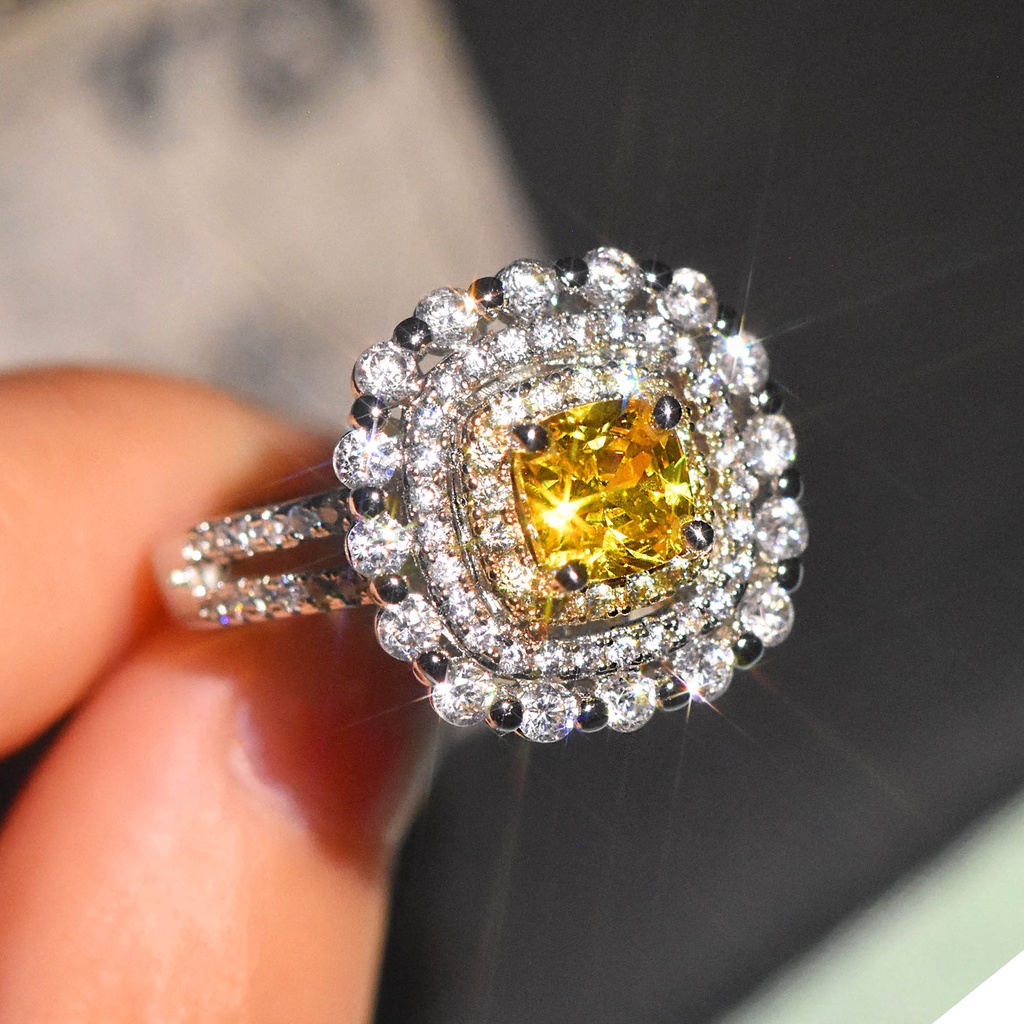 Goldkingdom Aksesoris Perhiasan Fashion Ready Stock Mutiara Warna-Warni Dengan Cincin Berlian Kuning Di Samping.