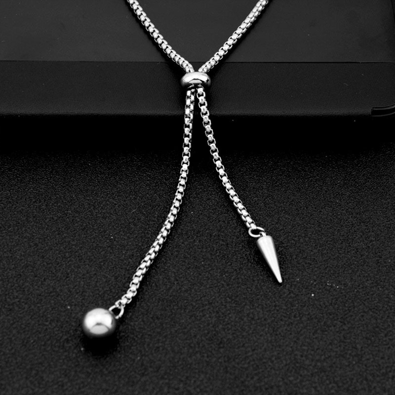 Bola Bulat Awl Liontin Pesona Kalung Stainless Steel Kalung Untuk Wanita Pria Link Rantai Statement Choker Rumbai Adjustable Hadiah