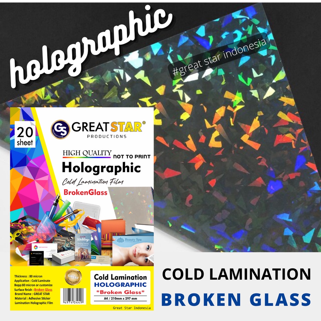 

Cold Lamination Film Holographic Broken Glass A4/20