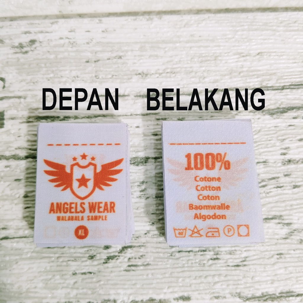 

minimal order 100 pcs I Label Baju Kaos Kemeja Hijab Celana Kaos Topi Nama Produk Premium Bolak Balik - Standard Woven - tinggal jahit