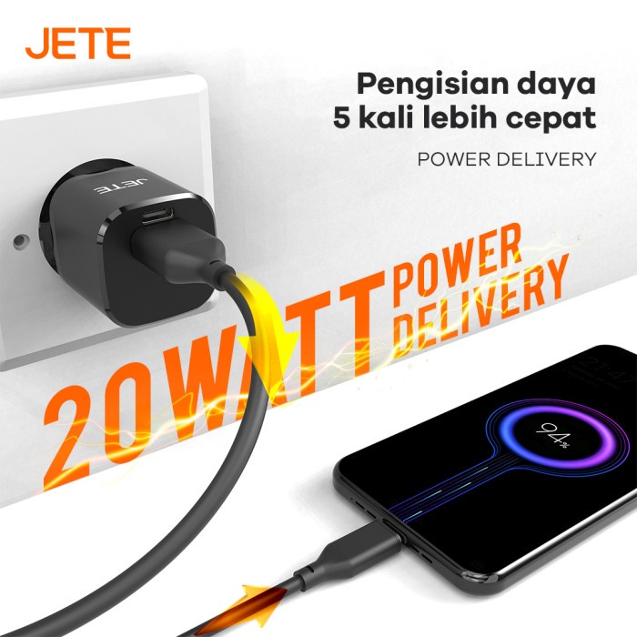 JETE E3 Nano Charger 20Watt Gan Technology Dual Port Fast Charging - Garansi Resmi 2 Tahun