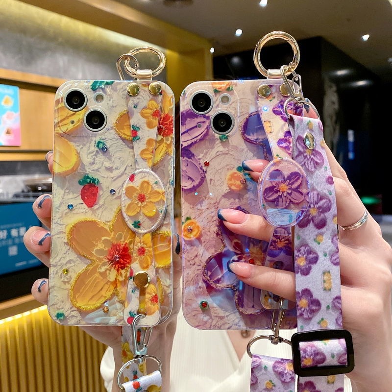 IPHONE Casing Ponsel Desain Berlian Burik Bunga Warna-Warni Kompatibel Dengan Iphone12 13 11 Pro Max X Xs Max Xr dxcf