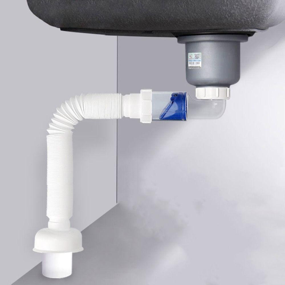 Lanfy Pipa Pembuangan Wastafel Expandable 1Pcs Wastafel Dapur Bergelombang Lengkung Pipe Sink Deodorant Adjustable Sewer Drain