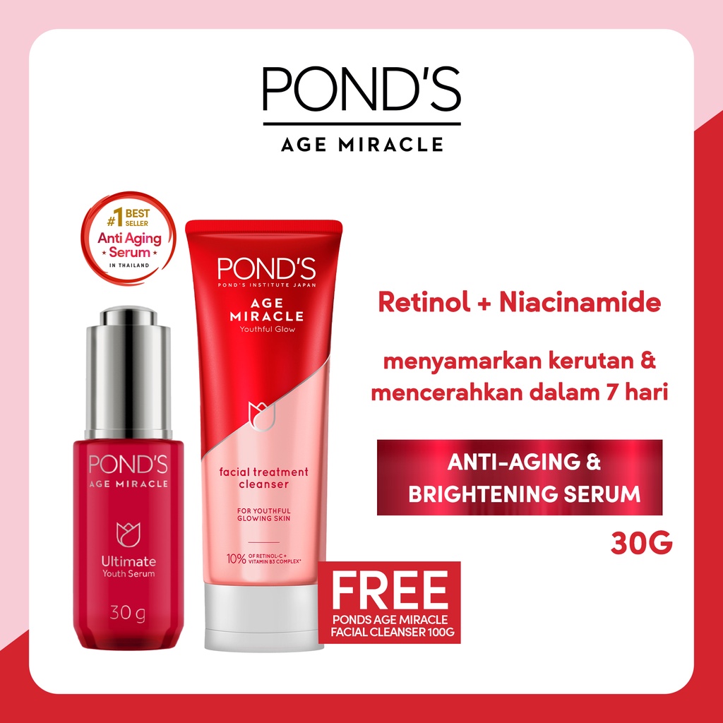 Buy Pond's Age Miracle Ultimate Youth Essence 30g FREE Facial Treatment Cleanser 100g