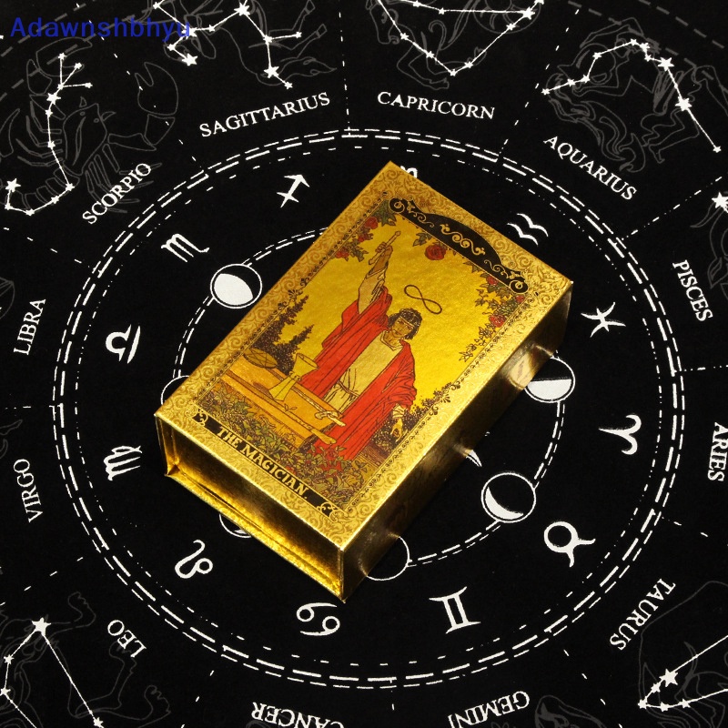 Adhyu New Arrive Foil Emas Tarot Oracle Card Destination Fate High Quality Tarot Deck Bermain Kartu Bithday Gift Drink Game ID