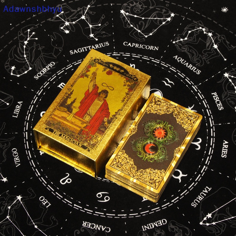 Adhyu New Arrive Foil Emas Tarot Oracle Card Destination Fate High Quality Tarot Deck Bermain Kartu Bithday Gift Drink Game ID