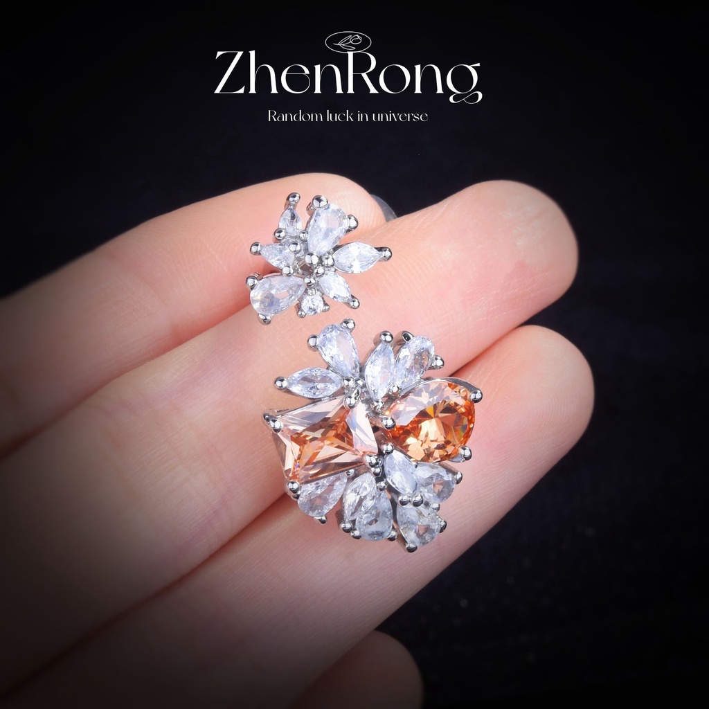 Goldkingdom Fashion Perhiasan Aksesoris Ready Stock Super Peri Retro Zirkon Terang Berlian Kuning Kristal Permata Cincin Mewah Champagne Diamond