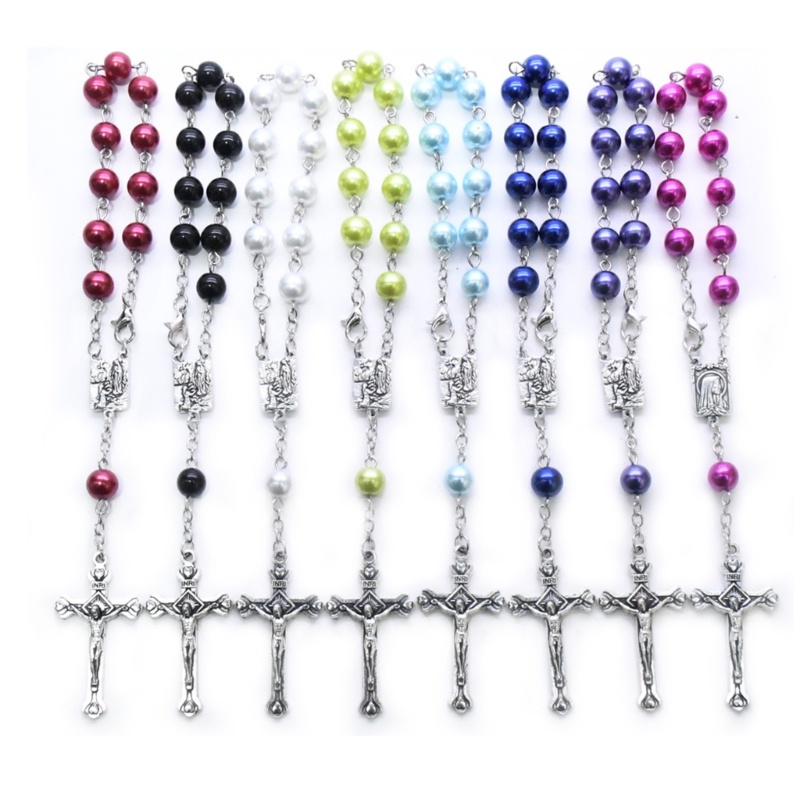 Siy Rosario Mini Baptis Favor 11-Bead Pearl Finger Rosaries Weddings Party Favor Baptis Rosario Jari Baptis Rosaries