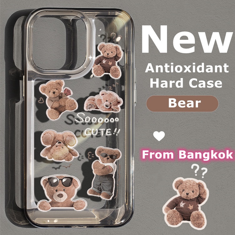 Kartun Teddy Bear Mewah Transparan Cover Pelindung Untuk Iphone14 13 12 11 6 7 Pro Max Plus Mini Case Untuk iPhone X XS Max XR Shockproof Soft Bumper Belakang Keras