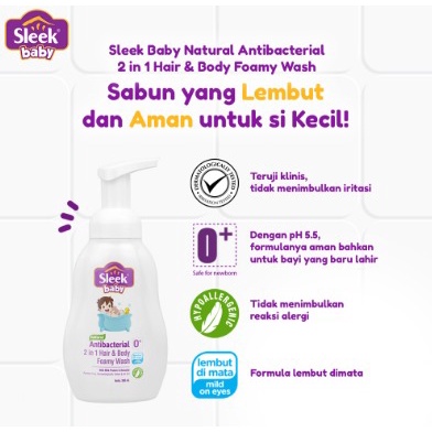 Sleek Baby Antibacterial 2 in 1 Hair &amp; Body Foamy Wash 300ml , 250ml