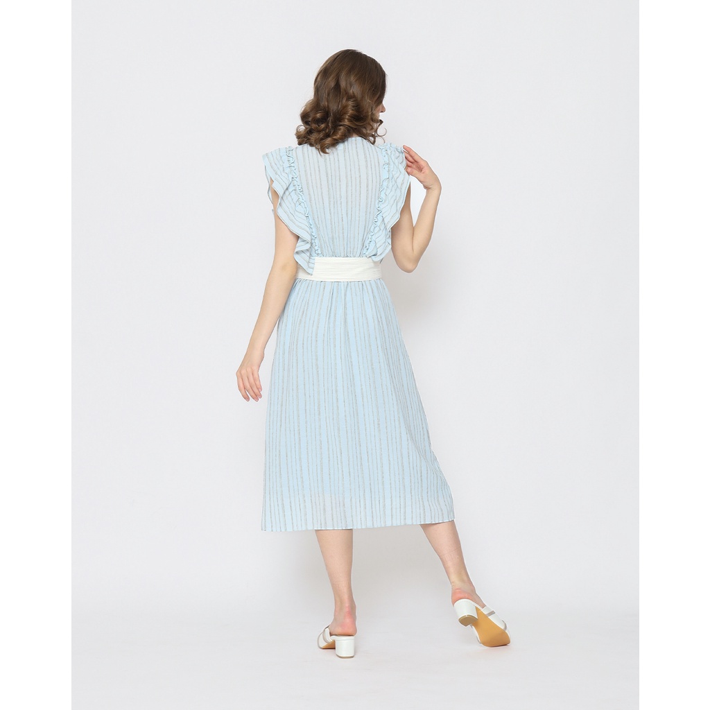 Khakikakiku Waves Dress Blue Strip