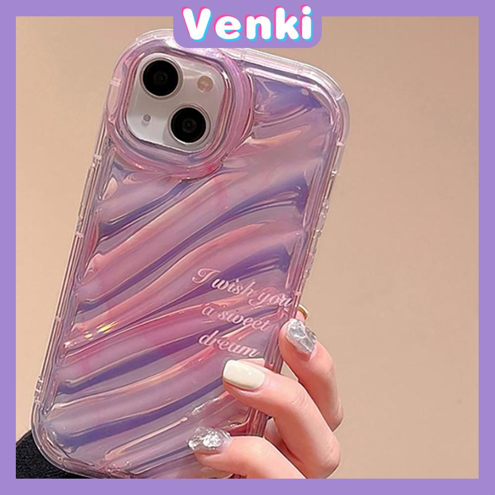 VENKI - For iPhone 11 iPhone Case Laser Reflective Transparent Phone Case TPU Soft Shockproof Airbag Case Protection Pink English Compatible with iPhone 14 13 Pro max 12 Pro Max