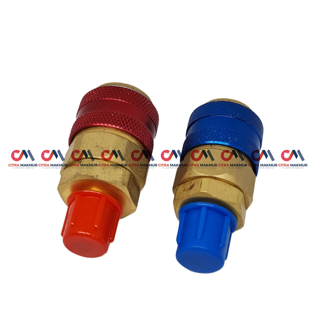 Quick Coupler R134a Selang Freon AC Mobil Set High Low Nepel Kran isi Refrigrant Kulkas Freezer ALU