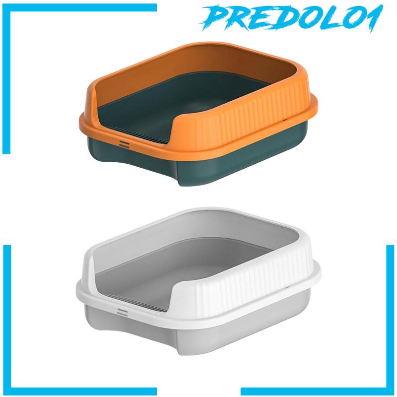 [Predolo1] Pet Litter Tray Cat Toilet Ketinggian Semi Tertutup Cat Litter Box Indoor Kucing