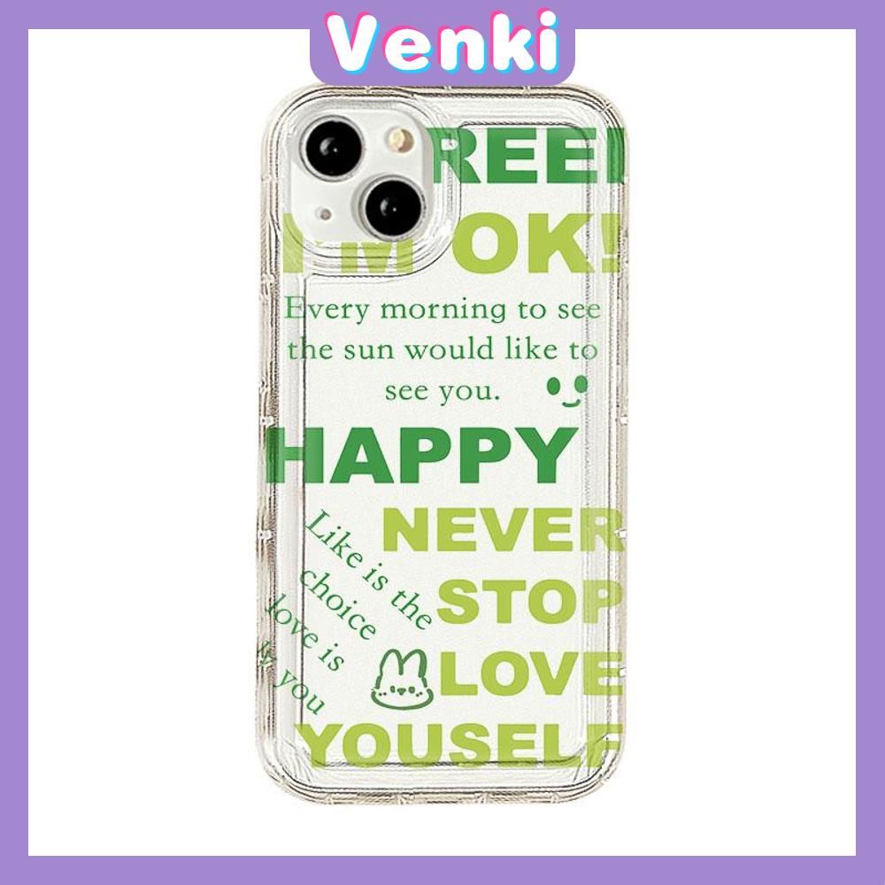 VENKI - For iPhone 11 Case Clear Phone Case TPU Soft Case Airbag Shockproof Protection Camera Fun Green English Compatible with iPhone 14 13 Pro Max iPhone 12 Pro Max XR XS 7 8Plus