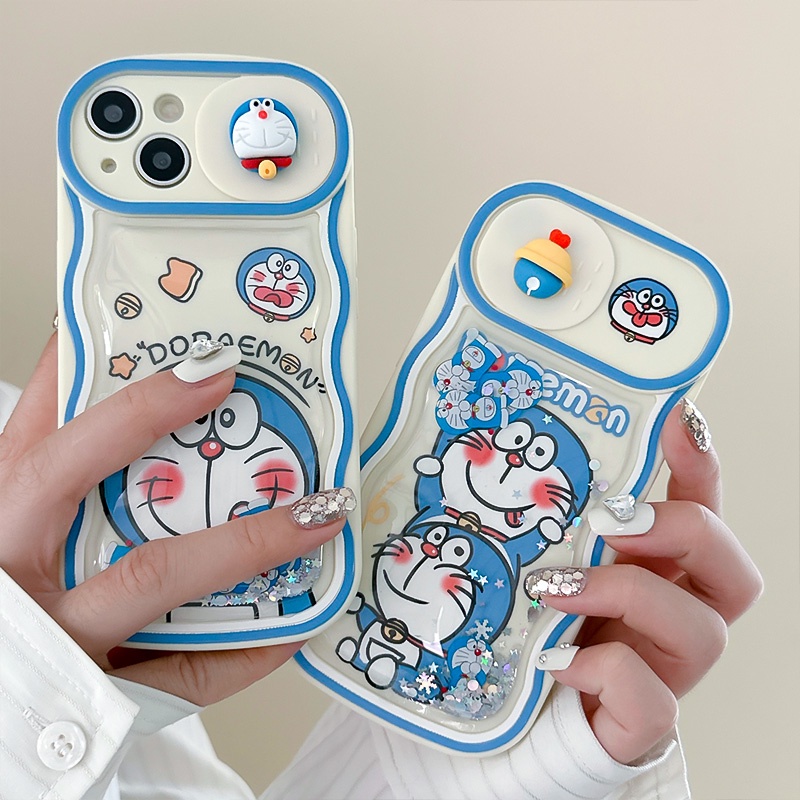 Casing Soft Handphone Doraemon A Dream Cocok Untuk IPhone 14 13 12 11 Pro Max 14Plus Casing Pelindung Pasir Hisap Jendela Sliding Kartun