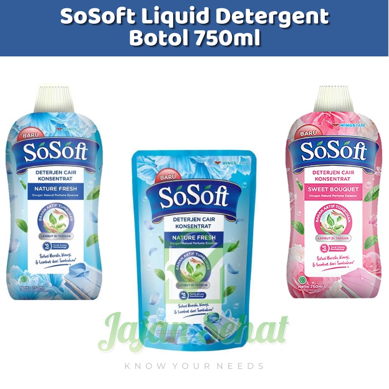 SoSoft Liquid Detergent Cair Botol 750ml