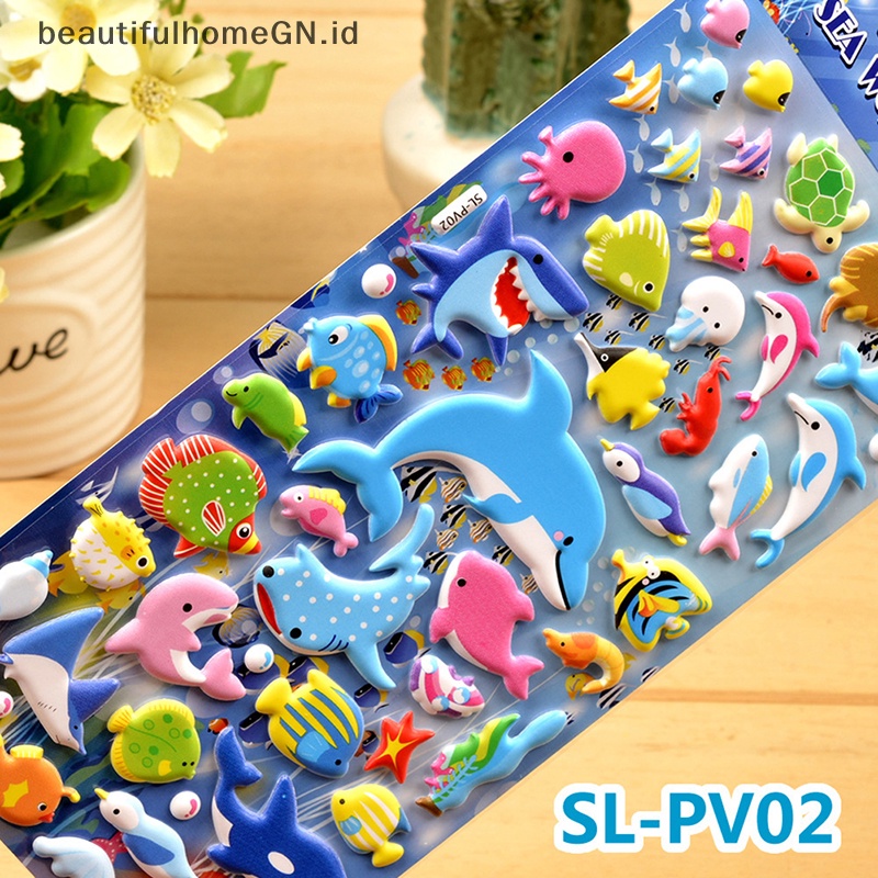 {Cantik} Ikan Hiu Lumba Lumba Stereo Bubble Sticker Diary Stiker Dekor Alat Tulis~