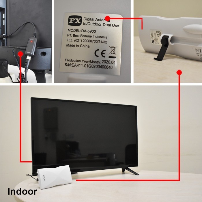 Antena TV Digital Indoor Outdoor DVB T2 Analog + Booster PX DA-5900